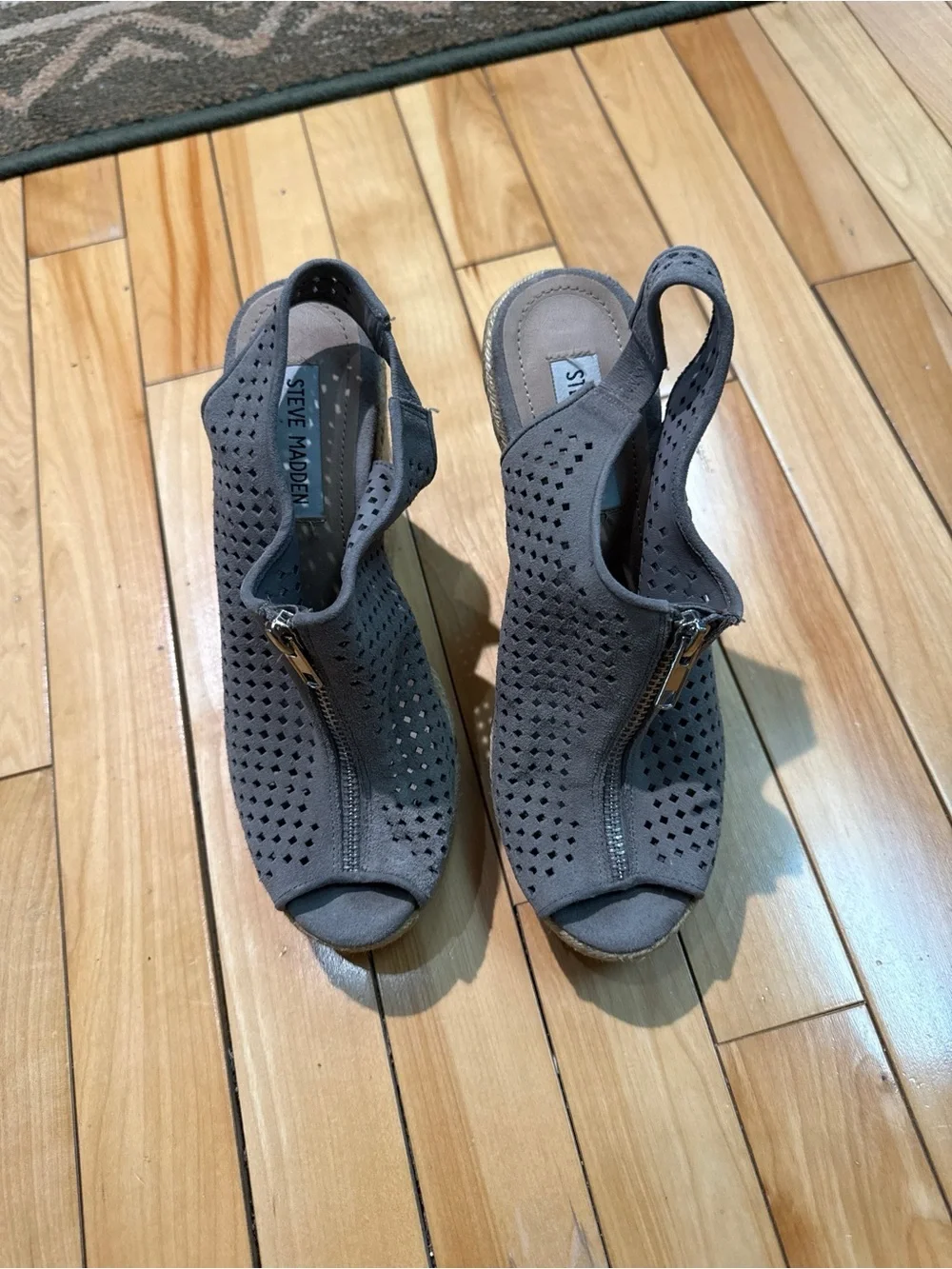 Olivvia  Perforated Peep-Toe Wedge Sandals